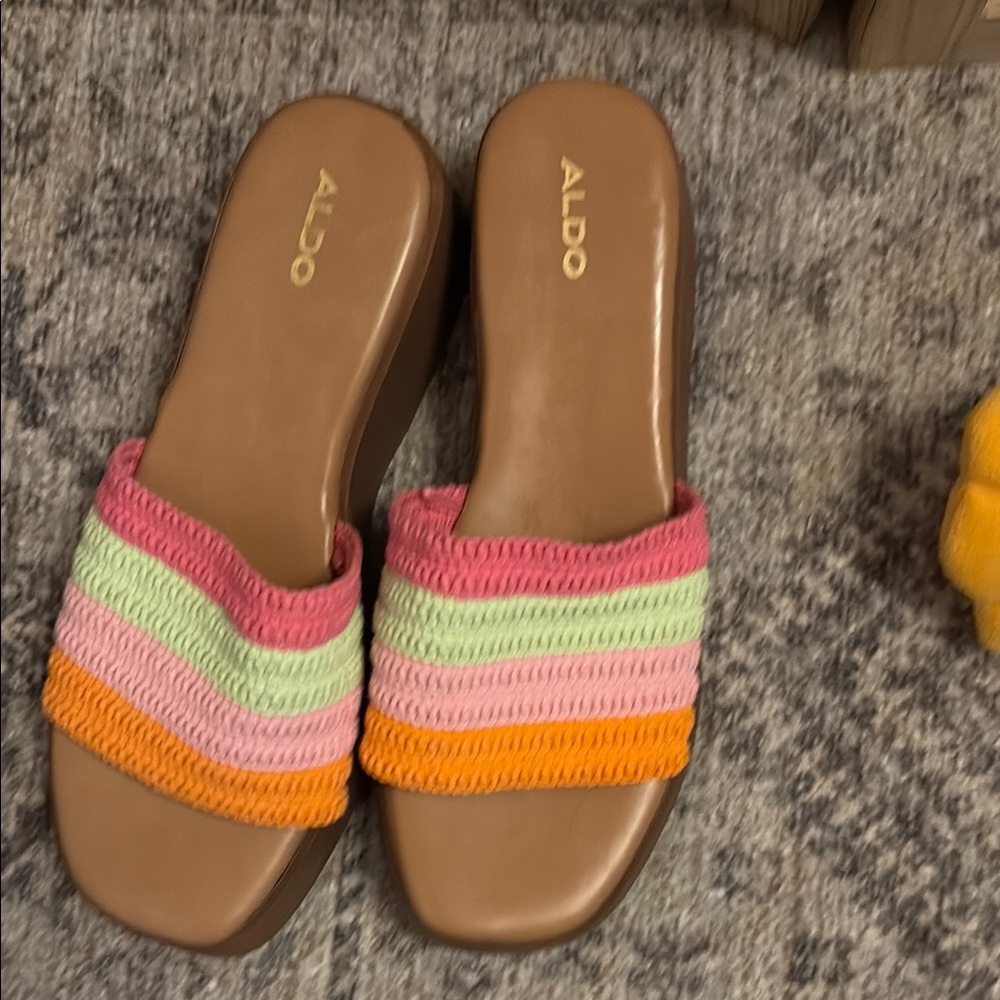 Aldo Pink and‎ Orange Slide Sandals